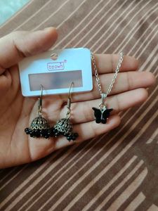 Butterfly Necklace & Jhumka Earrings Set