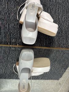 Korean Platform White Heels