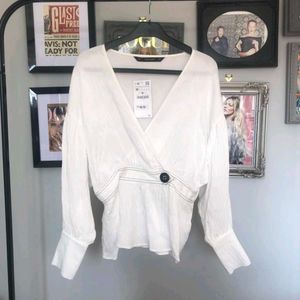 Sales 😎Zara Chic White Wrap Top