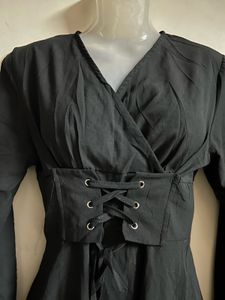Chic Black Lace-Up Corset Dress