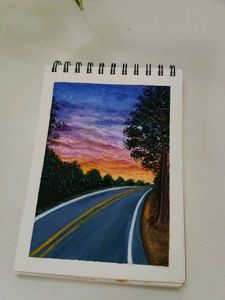Hand-Painted Road Sunset Artwork