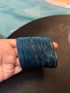 Beautiful Dark Blue Glitter Bangles Set