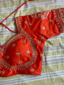 Stunning Orange Embroidered Blouse