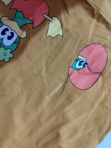 Yellow Cartoon Printed Long T-Shirt