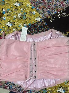Sheer Ruched Pink Top
