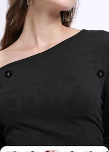 Black One-Shoulder Long Sleeve Top