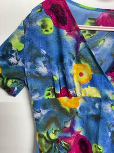 Vibrant Floral Print Wrap Top