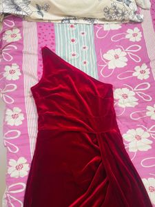 Elegant Red Velvet Dress