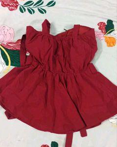 Chic Red Belted Peplum Top