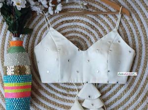 Mirror Work Padded Backless Blouse