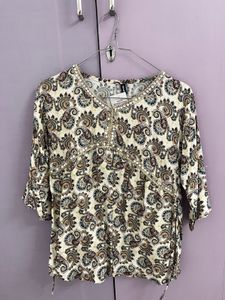 Boho Paisley Print Embellished Kurta