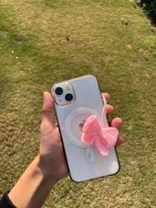 Pink Bow crochet phone charm