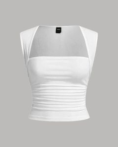 white Square Neck Structured Sleeveless Top