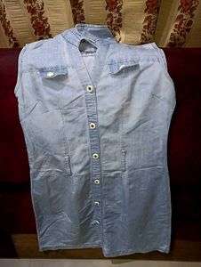 Denim Button-Up Sleeveless Dress