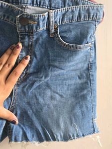 Blue Denim Cut-off Shorts
