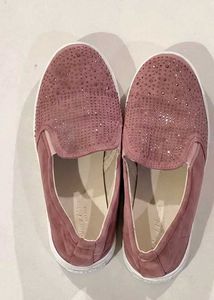 Rhinestone Slip-On Sneakers – Rose/Dusty Pink