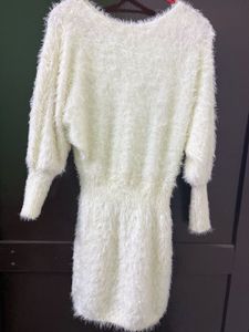 Cozy Fuzzy White Dress