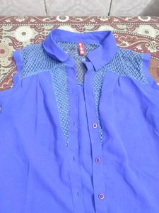 Blue Sleeveless Blouse