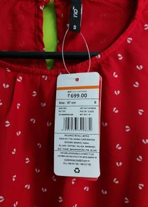 Chic Red Smocked Hem top in size S