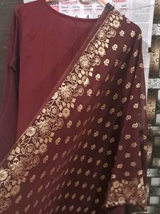 Elegant Maroon Kurta with Dupatta Set