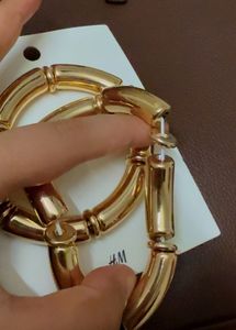Chunky Gold Tone Bamboo Style Bracelet