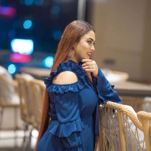 Blue Ruffle Sleeve Maxi Dress