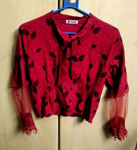 Red Floral Blouse