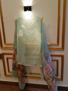 Elegant Floral Print Linen Dupatta