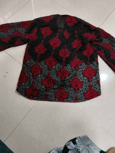 Embroidered Black &amp; Red Kurta