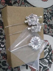 2  pairs of Oxidized Silver Ethnic  earings (bugdi
