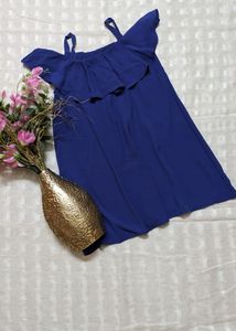 Royal Blue Off-Shoulder Ruffle Dress