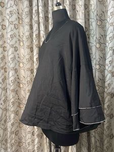 Elegant Black Kurta with V-Neck