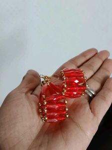 Red Beaded Jewelry Set - Handmade by SHREE SHILP C