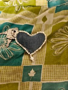Handmade Denim Heart Keychain