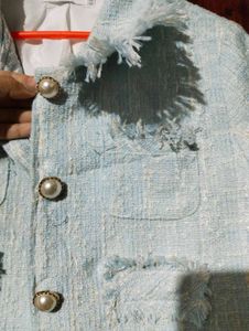 Tweed Light Blue Cropped Jacket