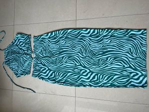 Zebra Print Halter Cutout Dress