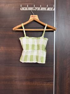 Checked Crop Top with Adjustable Straps