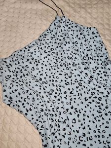 Cute Blue Leopard Print Mini Dress