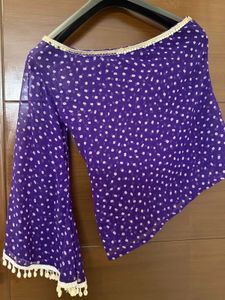 Purple printed one sleeve top 💜