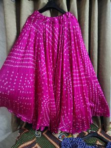 Vibrant Pink &amp; Blue Bandhani Lehenga Choli Set