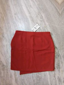 Chic Red Wrap Mini Skirt
