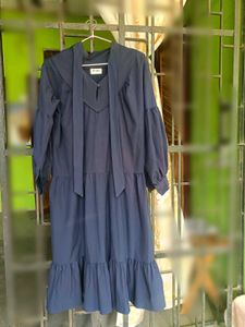 Navy Blue Midi Tiered Dress