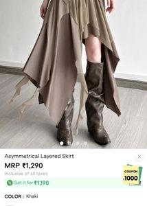 Asymmetrical Layered Khaki Skirt