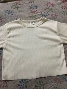 Beige Ribbed Crop Top