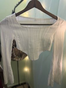 Trendy Bell Bottom Jeans + White Top