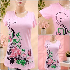 Pink T-Shirt with Floral Print