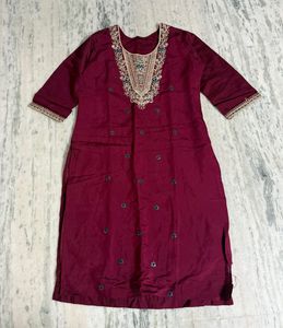 Elegant Maroon Embroidered Kurta