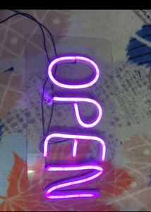 Purple Neon Open Sign