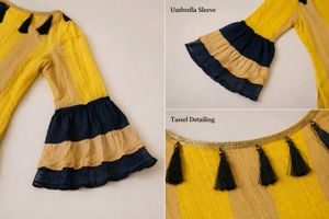 Yellow &amp; Navy Striped Kurta