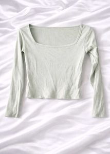 Mint Green Square Neck Long Sleeve Top 💚